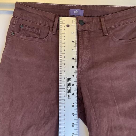 NYDJ Women Pants 8 US Burgundy Button 32" Inseam Mid Rise - Picture 8 of 13